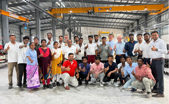 Pipeline stock staged inside the Con Forms manufacturing facility near Chennai