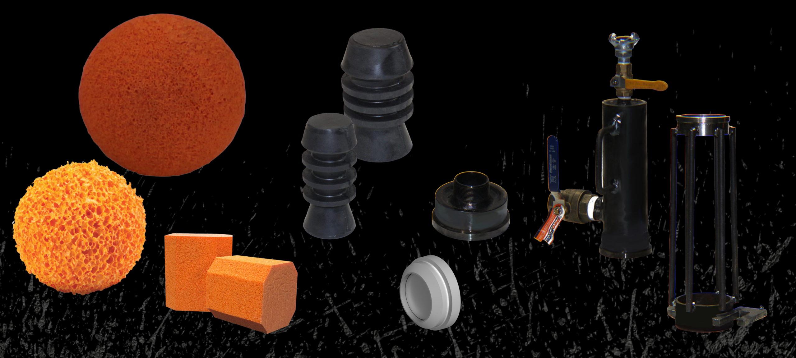 Con Forms cleanout balls, dense and porous grades, tiled
